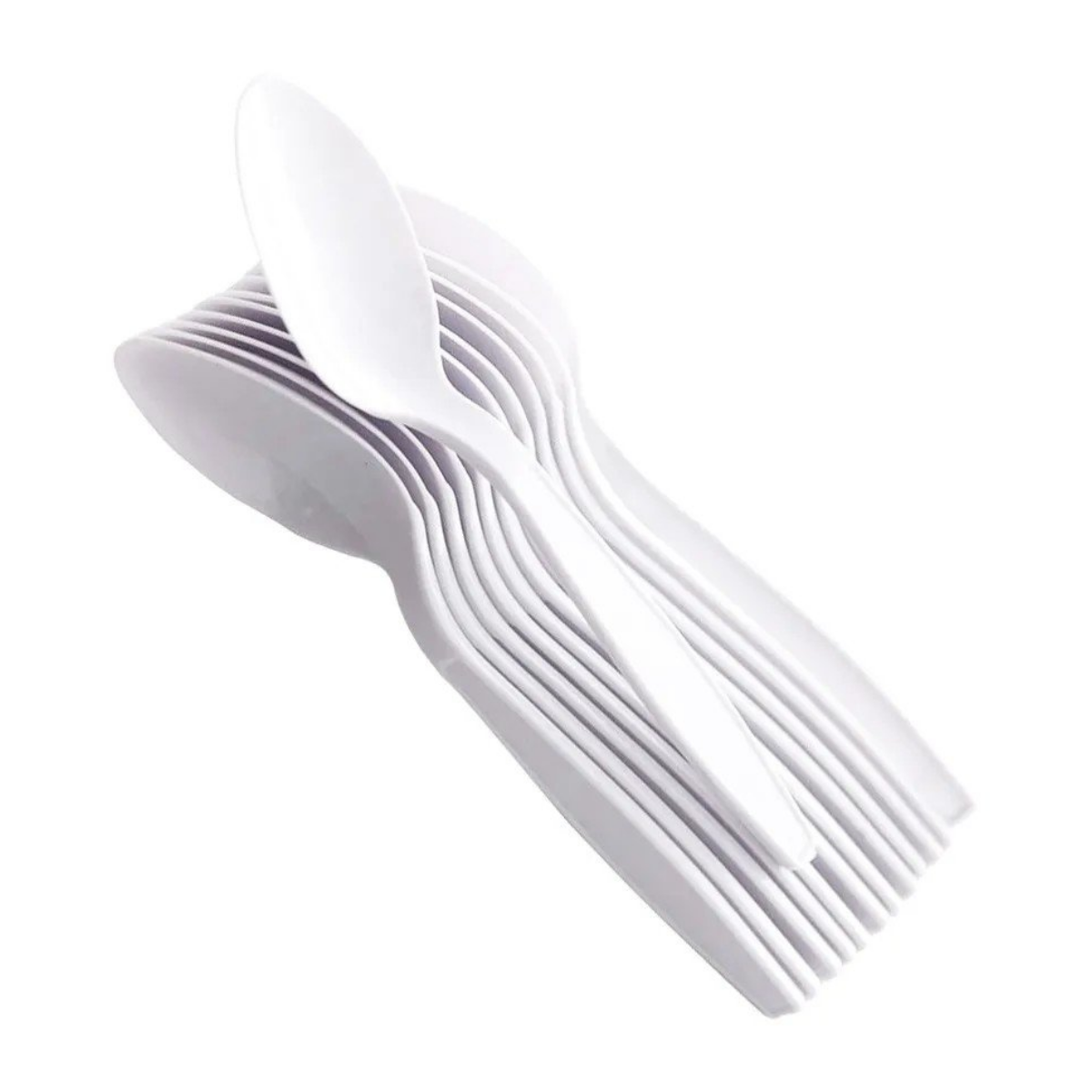 Colher Plástico Descartável Refeição Fast Food Branca Resistente Elite - 50 Unidades