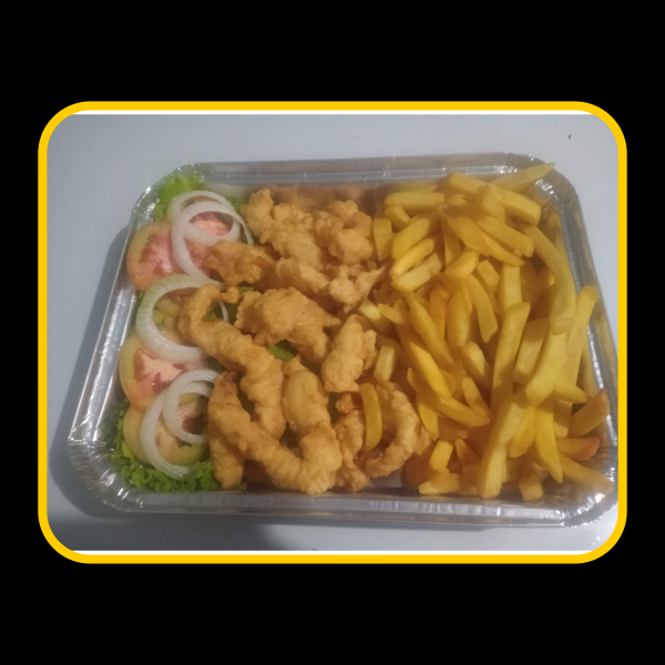 Petisco de Isca de Frango Empanado com Fritas 2 Pessoas